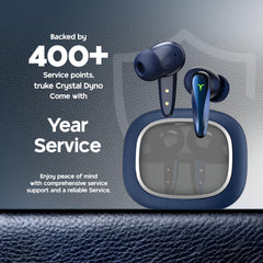 truke New Launch Crystal Dyno Leather Finish True Wireless in Ear Earbuds w/Spatial Audio, 70H Battery Rapid Charge Ear Buds, 13mm Driver HiFi Sound TWS, 40ms Ultra Low Latency, 4Mics ENC -ArcticBlue