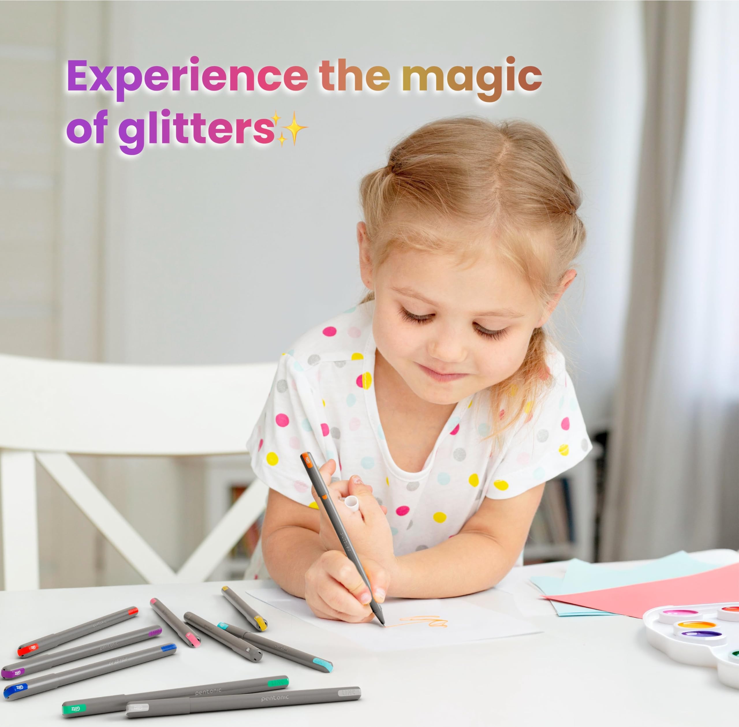 Pentonic Glitz 1.0 mm Multicolor Glitter Gel Pen | Multicolor Ink, Set Of 10 Pcs