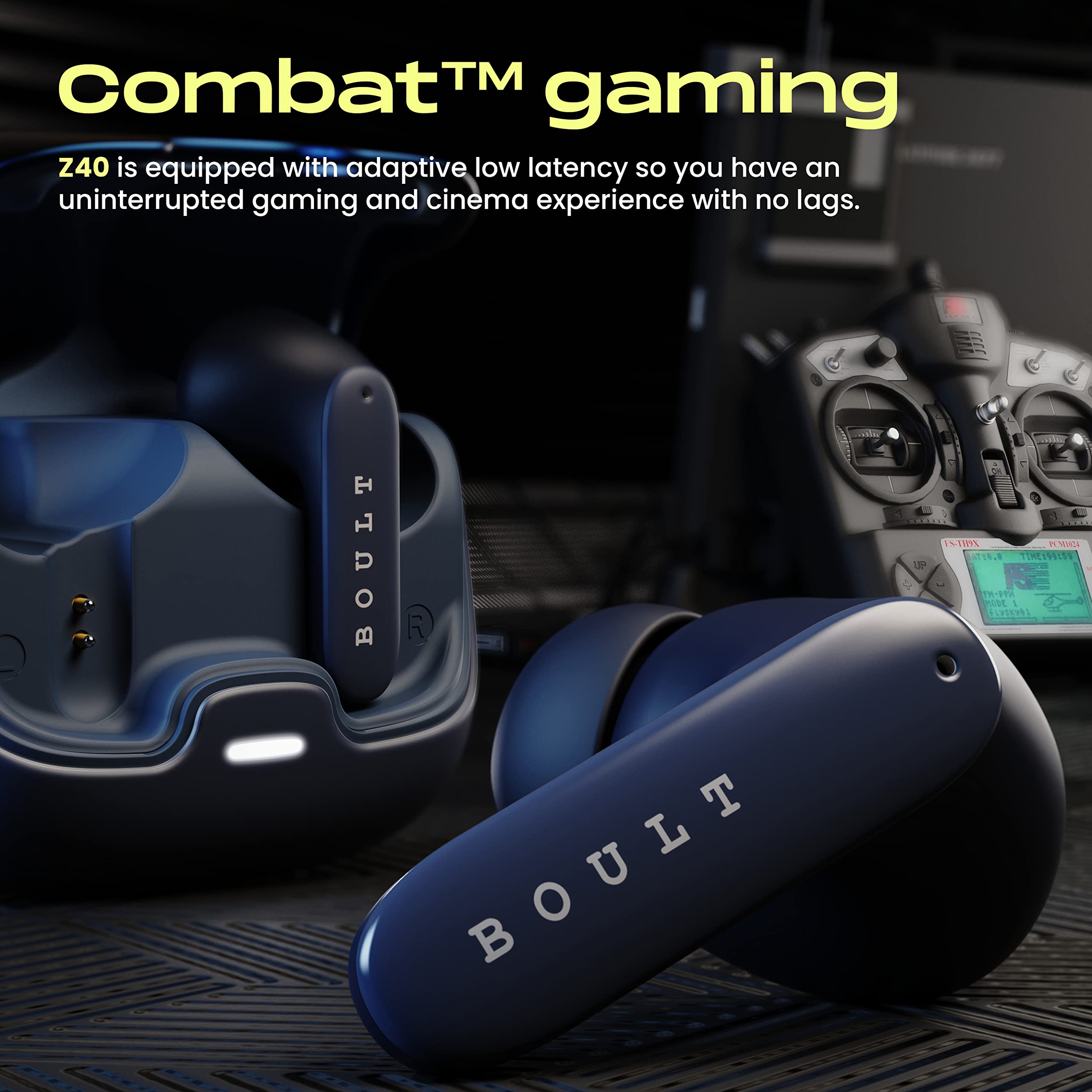 Boult Audio Z40 True Wireless in Ear Earbuds with 60H Playtime, Zen™ ENC Mic, Low Latency Gaming, Type-C Fast Charging, Made in India, 10mm Rich Bass Drivers, IPX5, Bluetooth 5.3 Ear Buds TWS (Blue) - Electronics from Boult - Shop in Sri Lanka at Arcade.lk