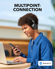 soundcore by Anker H30i Wireless On-Ear Headphones, Foldable Design, Pure Bass, 70H Playtime, Bluetooth 5.3, Lightweight and Comfortable, App Connectivity, Multipoint Connection (Black)