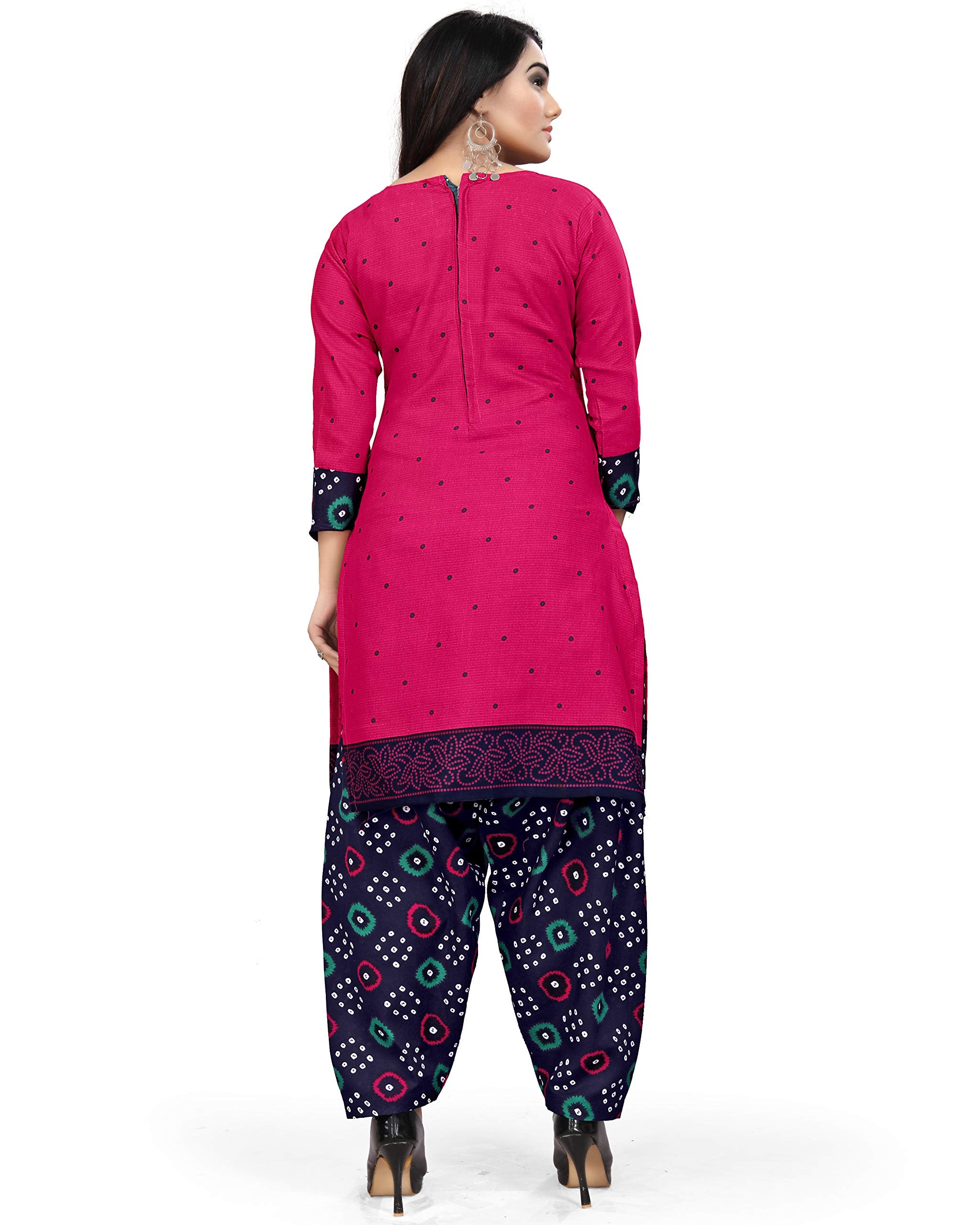 Rajnandini Women's Cotton Printed Unstitched Salwar Suit Material (Dark Pink) - Apparel from Rajnandini - Shop in Sri Lanka at Arcade.lk