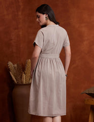 Myx Women's Embroidered Shirt Dress | Cotton Blend | Below The Knee (Available in Plus Sizes)