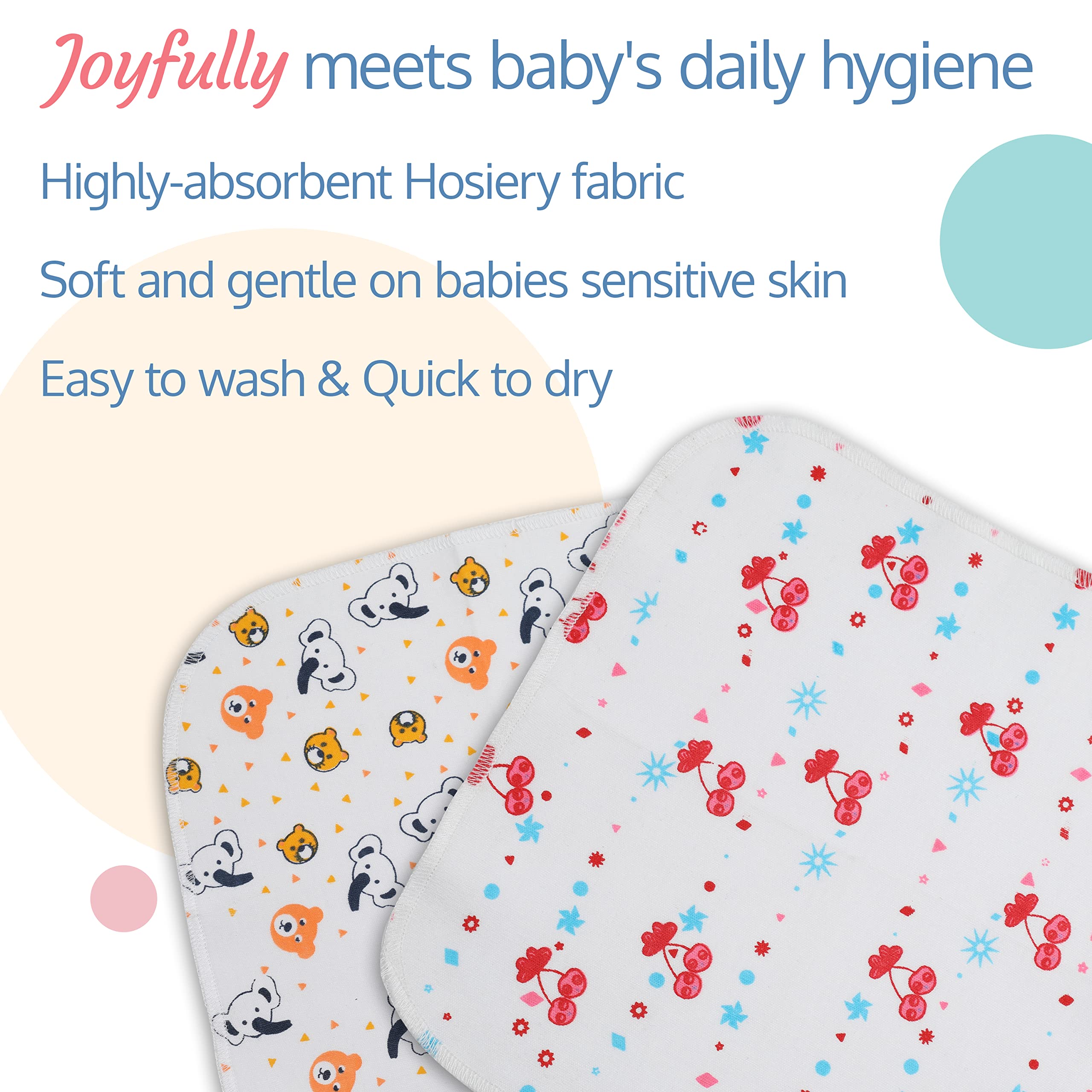 LuvLap Hosiery Cotton Cloth Premium Baby Washcloth for New Born, Washable, Reusable, Absorbent, Extra Soft Face Towels/Washcloth, Cherry Print, 7 Pcs - Baby Product from LuvLap - Shop in Sri Lanka at Arcade.lk