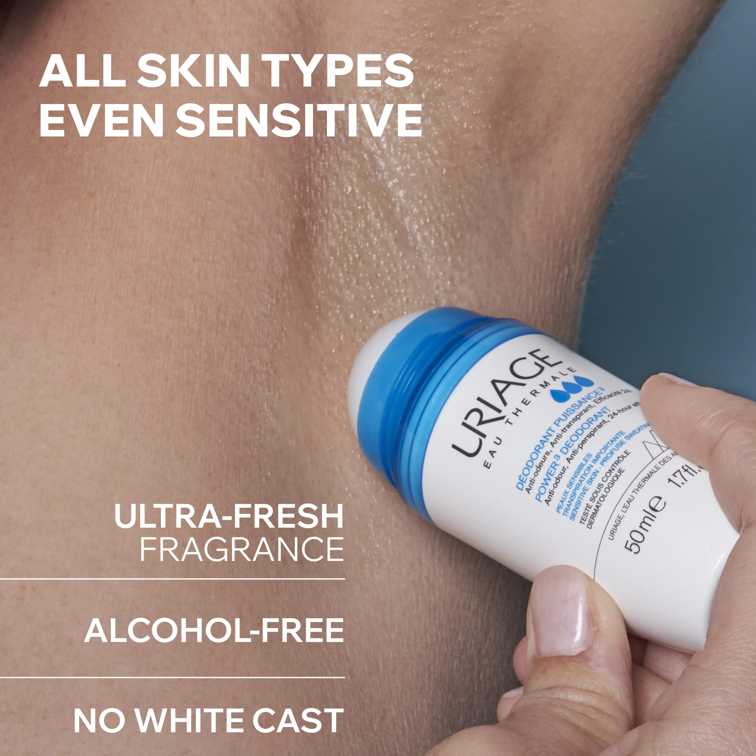 Uriage Gentle Roll-On Deodorant 50ml - Anti-Odor, 24h Efficacy - Sensitive Skin - Aluminium-Free, Enriched in Antibacterial Actives - Reduces Perspiration, Controls Odor Without Drying the Skin