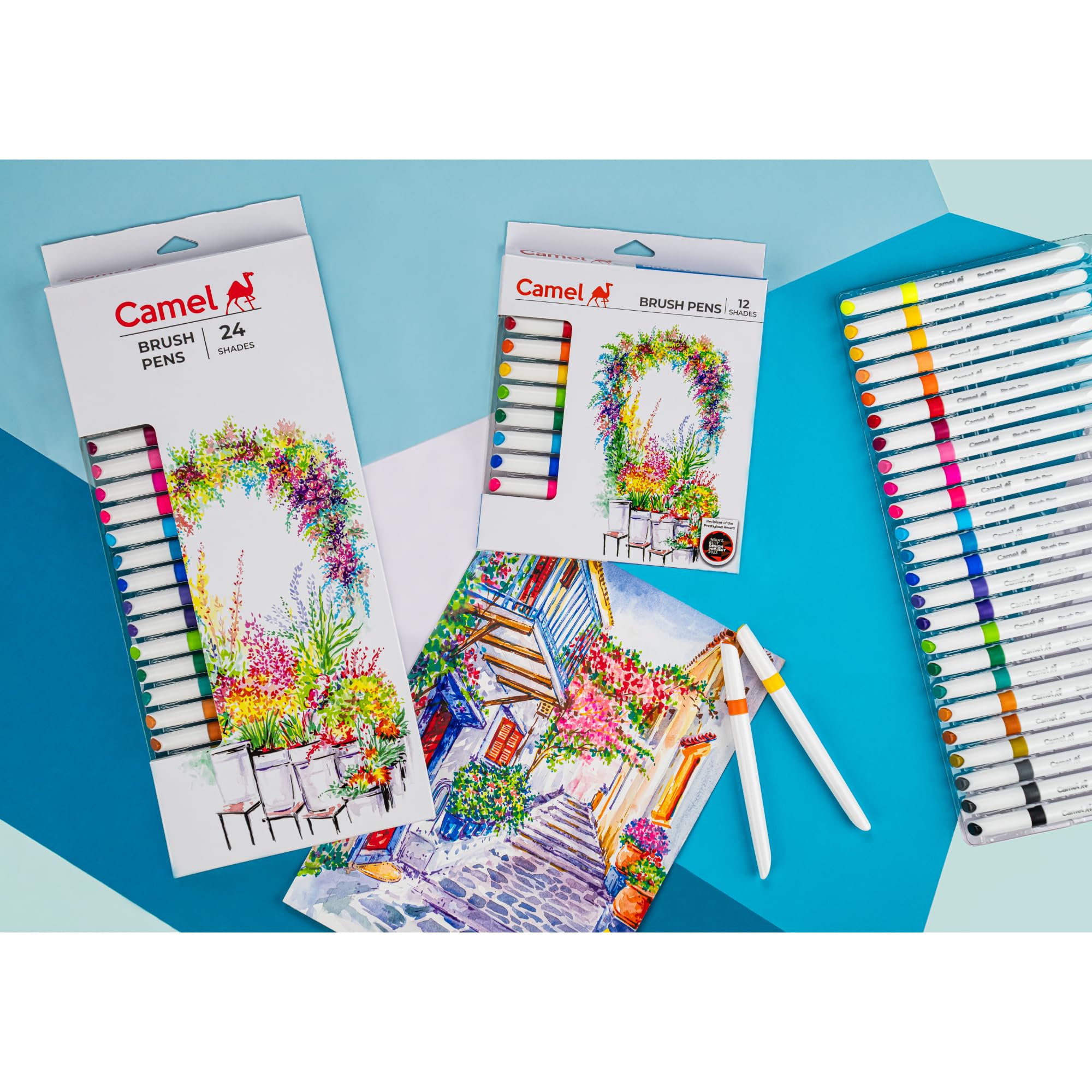 Camel Camlin Brush Pen 12 Shades, Bold - Assorted