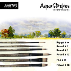 Brustro AquaStrokes Artist Brushes | Set of 6 | Ideal for Watercolour, Gouache, Acrylics, Oil Brush, Synthetic Bristles, Wooden Handle | Made for Students and Professionals Artists