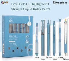 Toyshine 6 pcs Kawaii Click Action 0.5mm Neutral Pens Set High Aesthetic Value Fast Drying Kids Stationery Gift - Blue