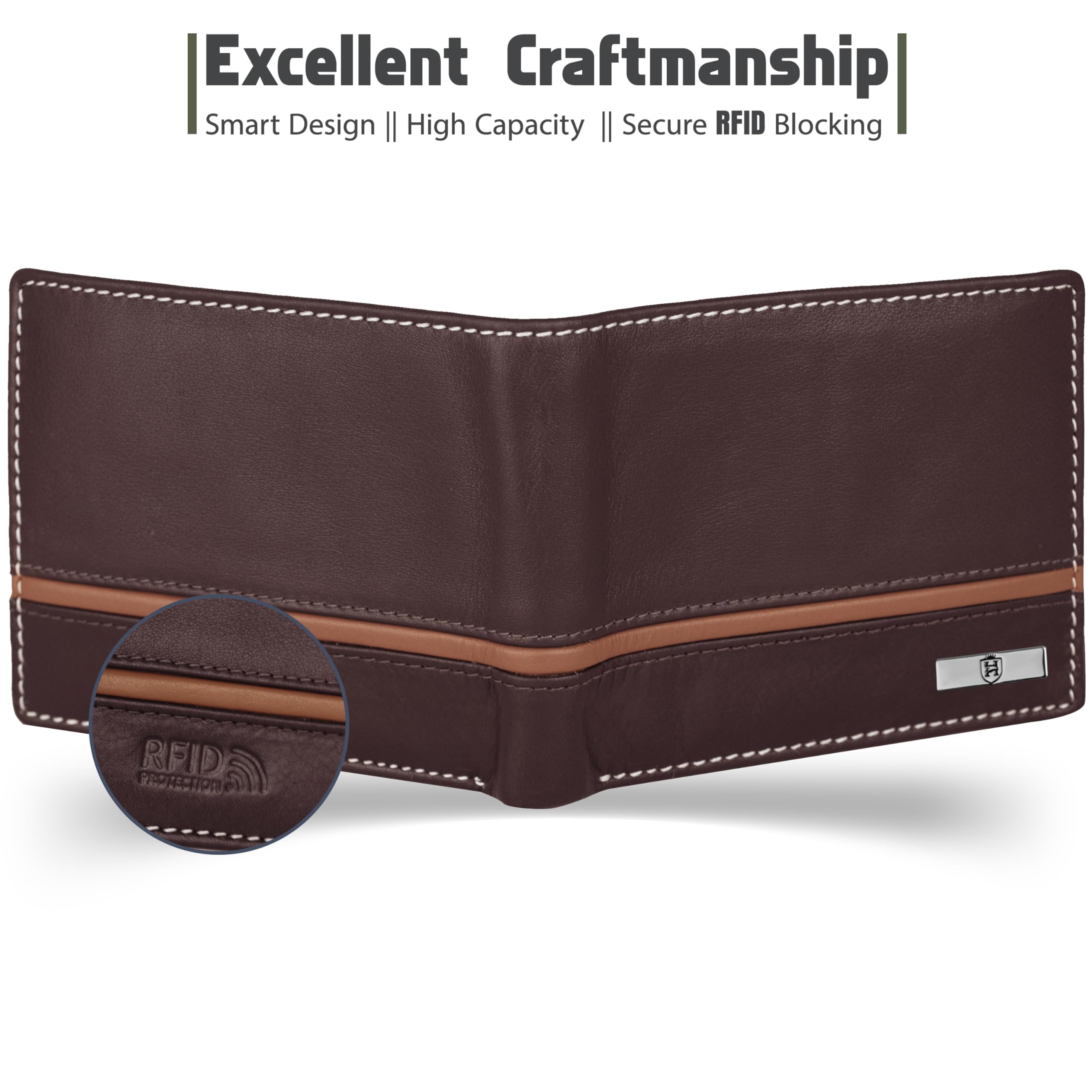 HORNBULL Denial Brown Leather Wallet for Men | Wallets Men with RFID Blocking | Mens Wallet Leather