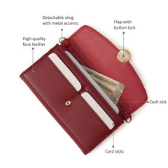 Fastrack Women's Linklet Clutch | Detachable Chain, Card & Cash Slots, Magnetic Flap | Modern Evening Bag | 6 Months Warranty