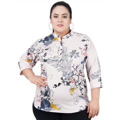 Indietoga Women's Plus Size Floral Printed Casual Long Tunic Tops (2XL to 7XL)