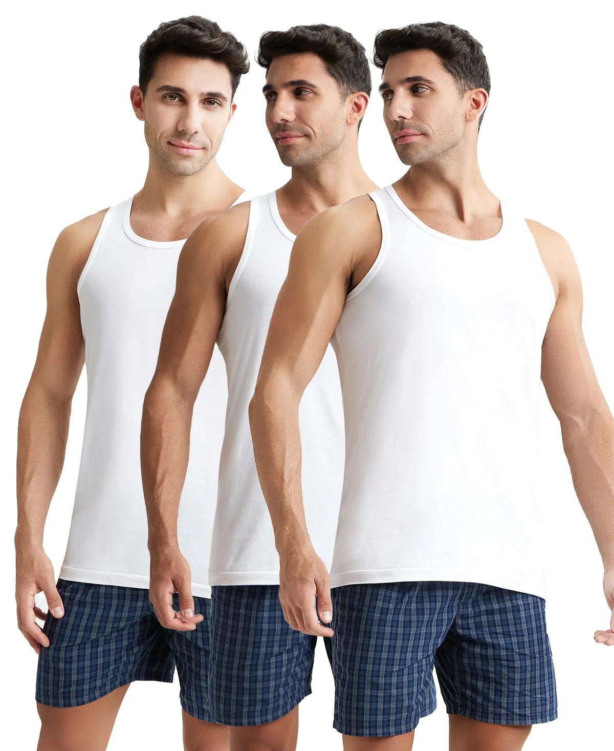 Jockey 8820 Men's Super Combed Cotton Round Neck Sleeveless Vest with Extended Length for Easy Tuck (Pack of 3)_White_S