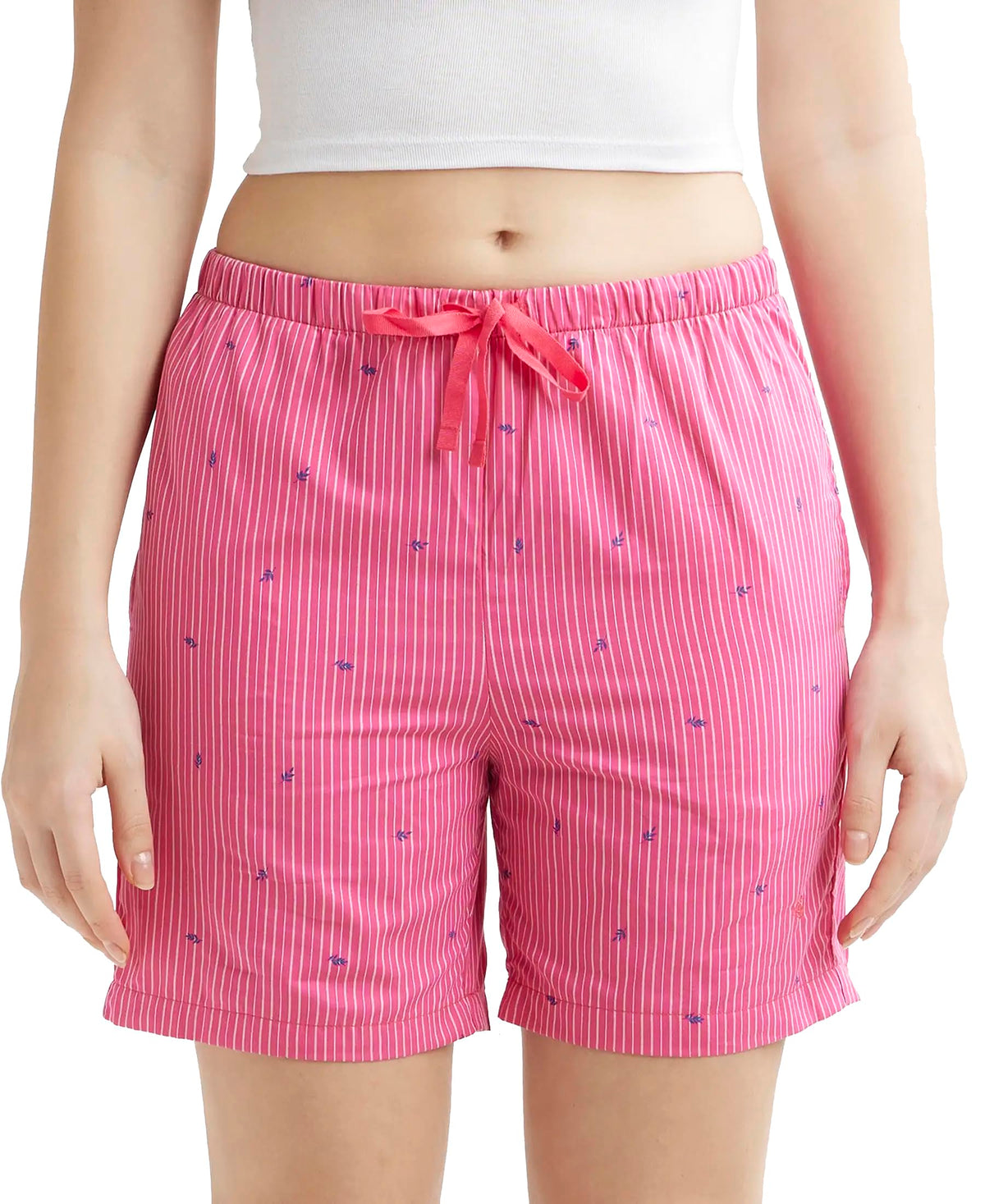 Jockey Shorts for Women with Side Pocket & Drawstring Closure RX15_Ruby Assorted Checks_XS