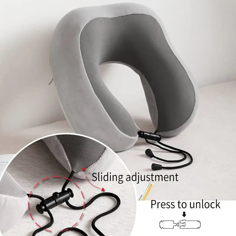 U-Shaped Travel Pillow, Neck Pillow with Adjustable Strap, Reversible Design, Medium Firm Support, Ergonomic Contour Cushion for Airplane, Car, and Office Naps, Gulf Blue