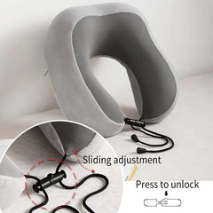 U-Shaped Travel Pillow, Neck Pillow with Adjustable Strap, Reversible Design, Medium Firm Support, Ergonomic Contour Cushion for Airplane, Car, and Office Naps, Gulf Blue