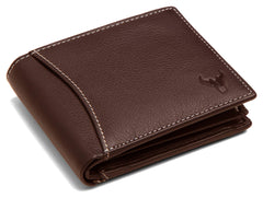 NAPA HIDE Brown Leather Wallet for Men I 6 Credit/Debit Card Slots I 2 Currency Compartments I 1 ID Window I 2 Secret Compartments I 1 Coin & Zip Pocket