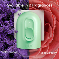 Godrej aer Plug Electric Air Freshener (Machine + 2 Refills (20ml each) | Rose Blossom | Lasts up to 120 days