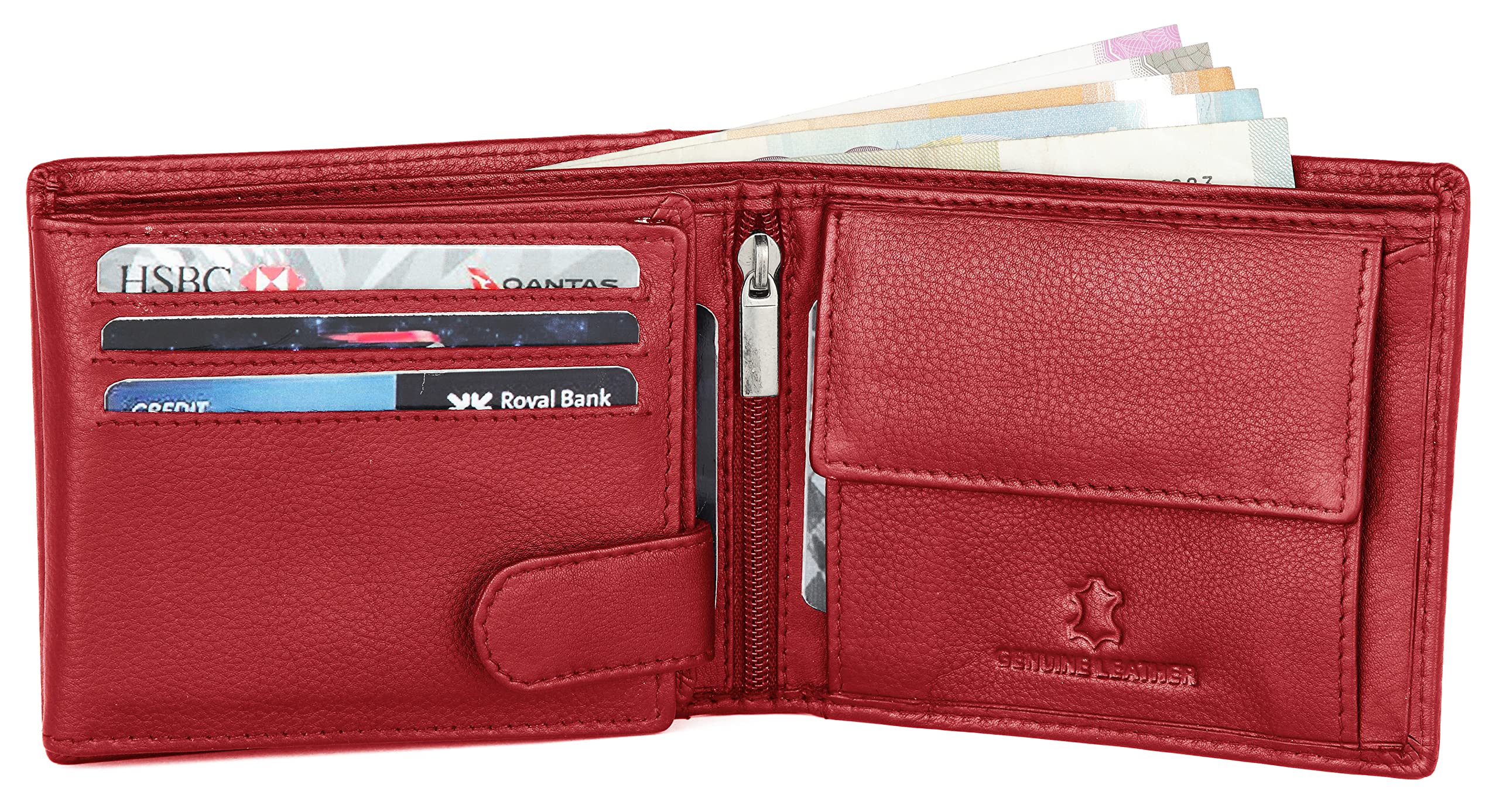 WildHorn RFID Protected Leather Wallet for Men, Red