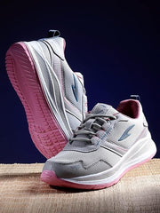 ASIAN Women's Cute Sports Running Shoes,Walking, Gym Casual Sneaker Lace-Up Shoes for Girls, Light Grey Pink