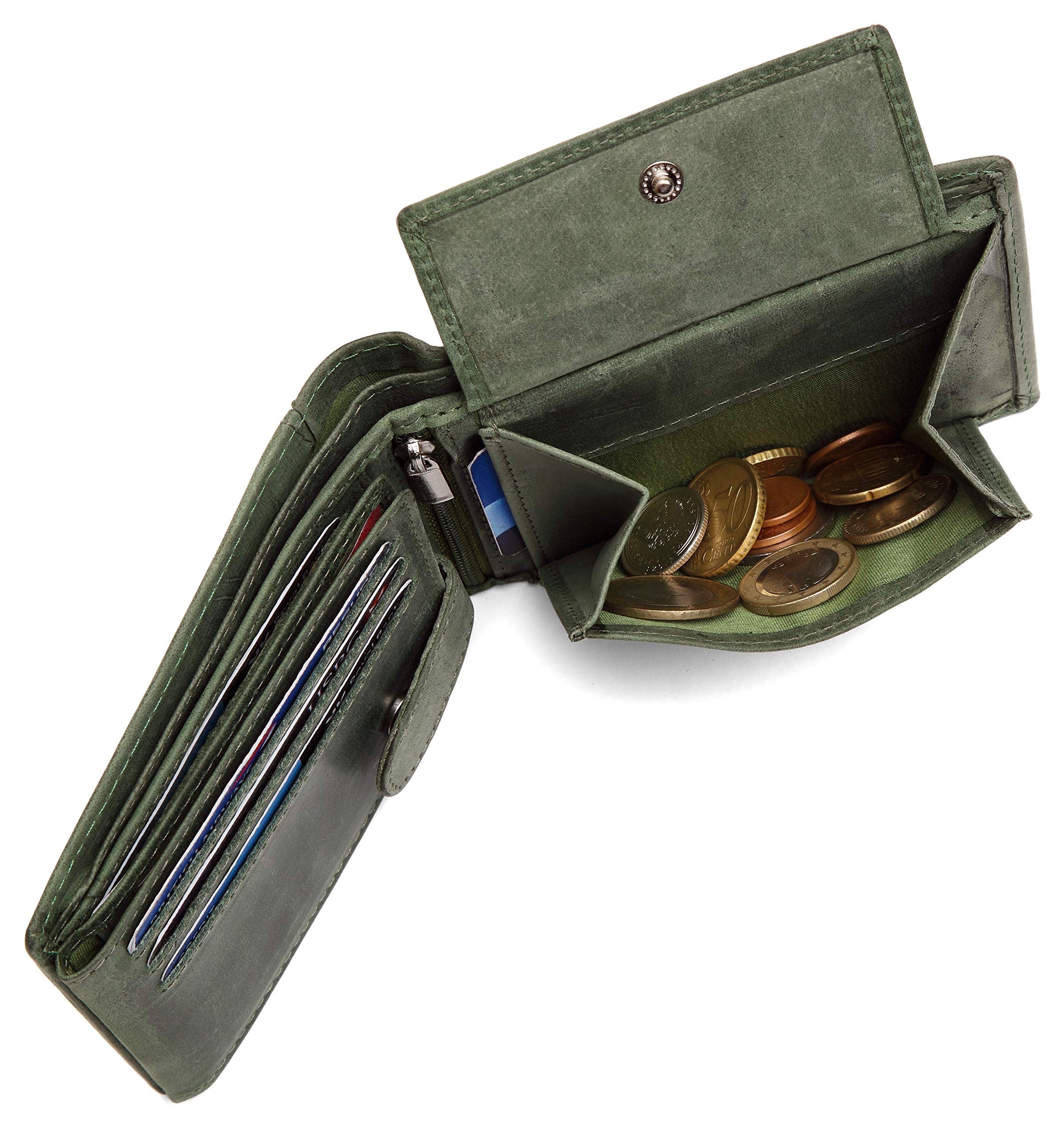 WildHorn RFID Protected Leather Wallet for Men, Green Hunter