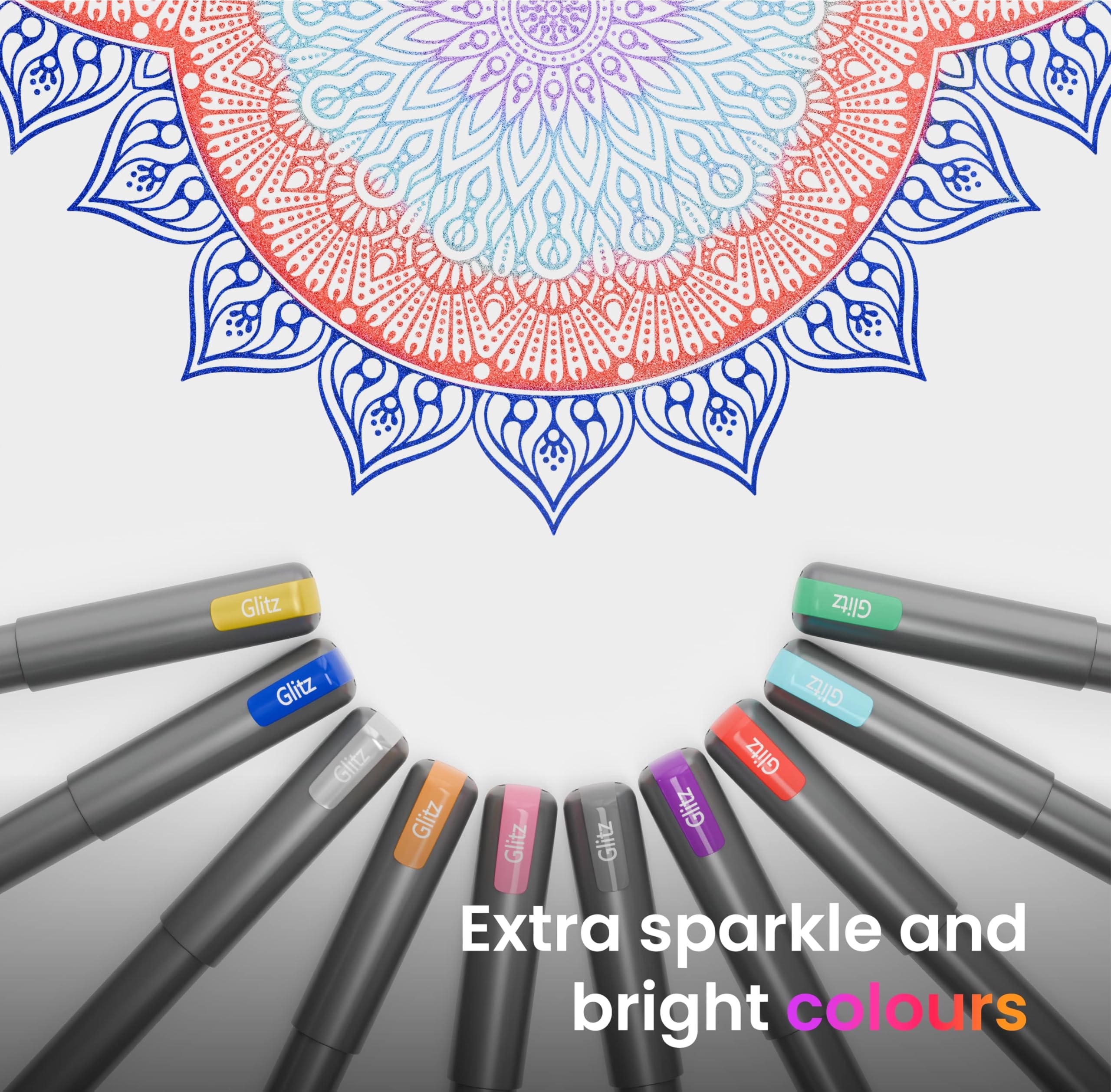 Pentonic Glitz 1.0 mm Multicolor Glitter Gel Pen | Multicolor Ink, Set Of 10 Pcs