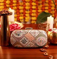 THE TAN CLAN Mughal Long Clutch for women Purses Luxury Evening Handbags for ladies with Detachable Handle