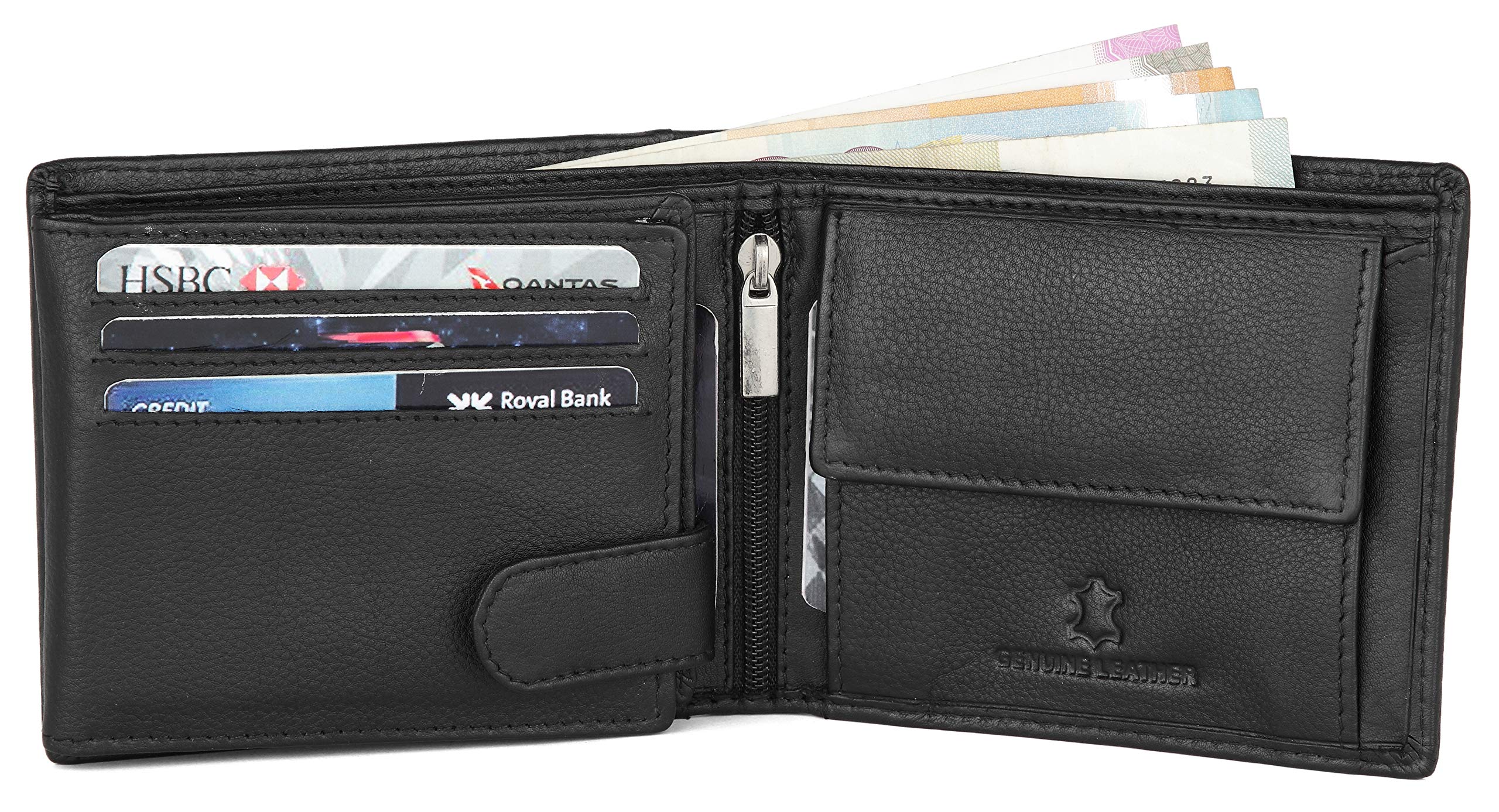 WildHorn Leather Wallet for Men, Black,(Pack of 1)