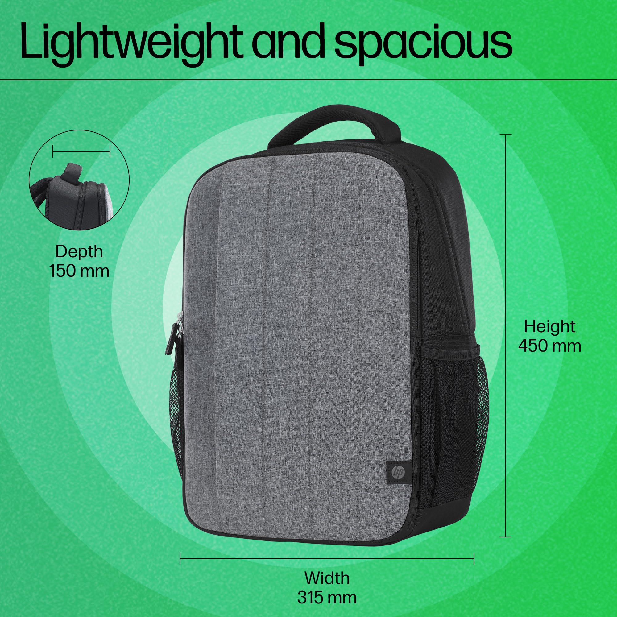 HP 330 15.6-inch Laptop Backpack/Trolley Pass-Through; Padded Back Panel; Padded air mesh Panel/Hand wash and air Dry (793A7AA)