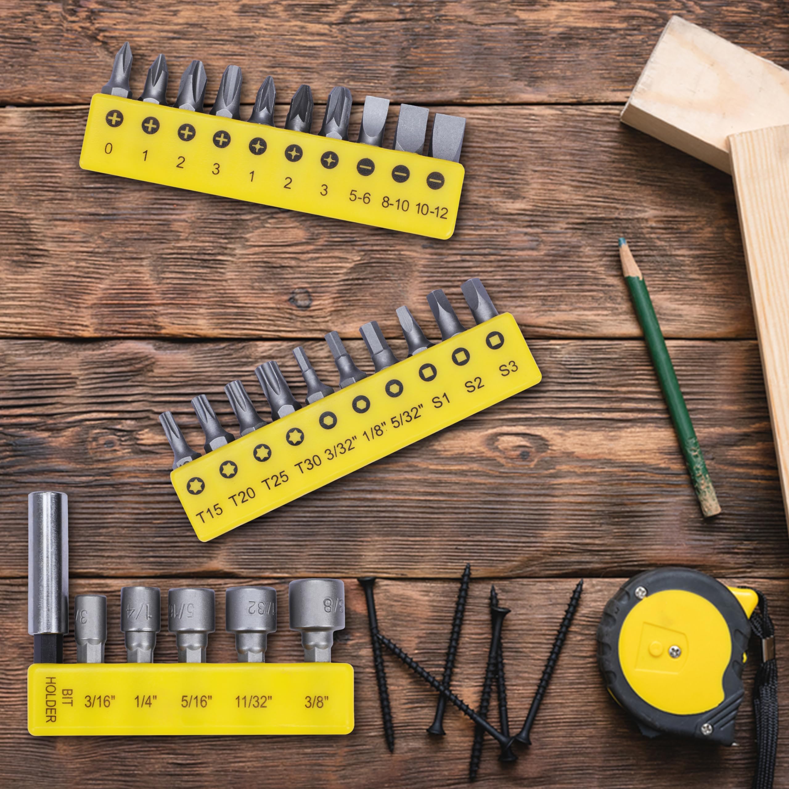 STANLEY 68-071-23 26-Piece Insert-Bit Chrome-Vanadium Screwdriver Set for Home, DIY, Professional & Industrial Use Ideal for Carpentry, Mechanical, Electrical & Plumbing Tasks, YELLOW & BLACK