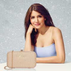 Lavie Women's Sparkle Framed Clutch Gold Metallic Ladies Purse Handbag