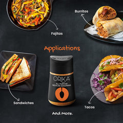 Orika All Purpose Mexican Seasoning, Perfect Blend of Premium Herbs and Spices For Tacos, Mexican Rice, Fries, Snacks, Pasta, Nachos Etc., (80 g)