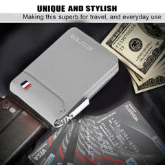 Storite PU Leather 9 Slot Vertical Credit Debit Card Holder Money Wallet Zipper Coin Purse for Men Women (Grey - 11.5 x 2 x 8 Cm)