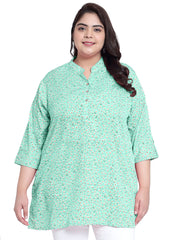 Indietoga Women's Plus Size Floral Printed Casual Long Tunic Tops (2XL to 7XL)