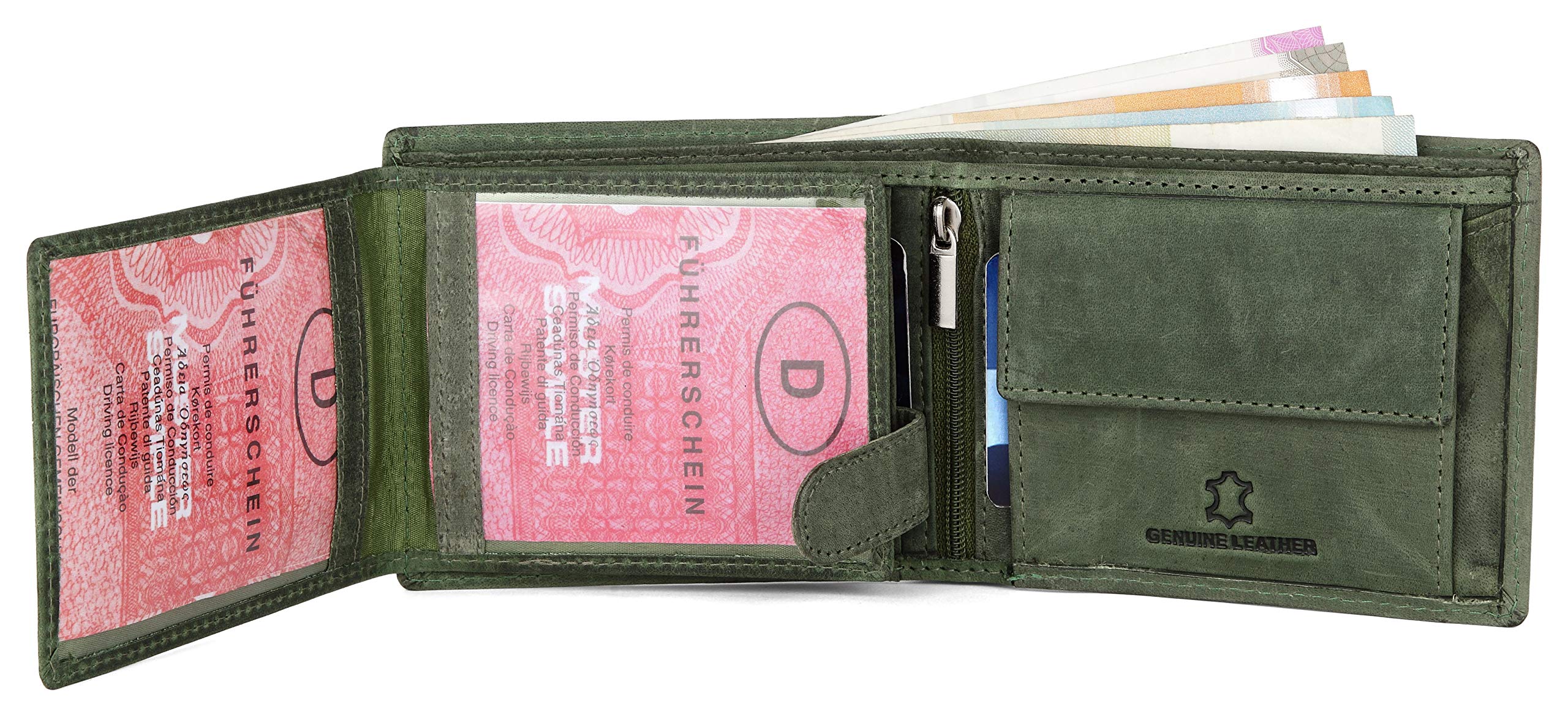 WildHorn RFID Protected Leather Wallet for Men, Green Hunter