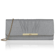 Lavie Women's Frame Detachable Chain Sling Strap Clutch Bags (Silver)