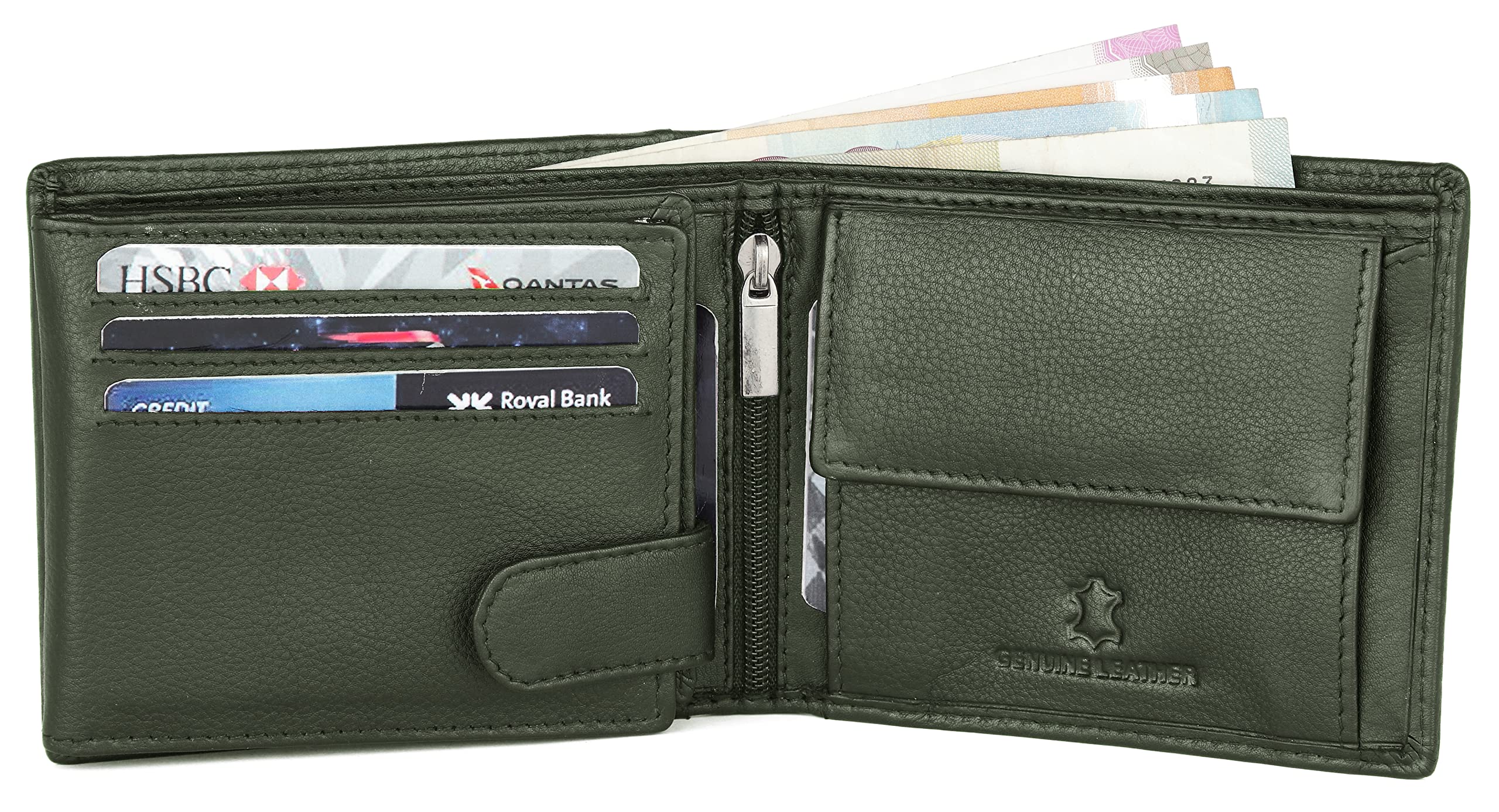 WildHorn RFID Protected Leather Wallet for Men, Green