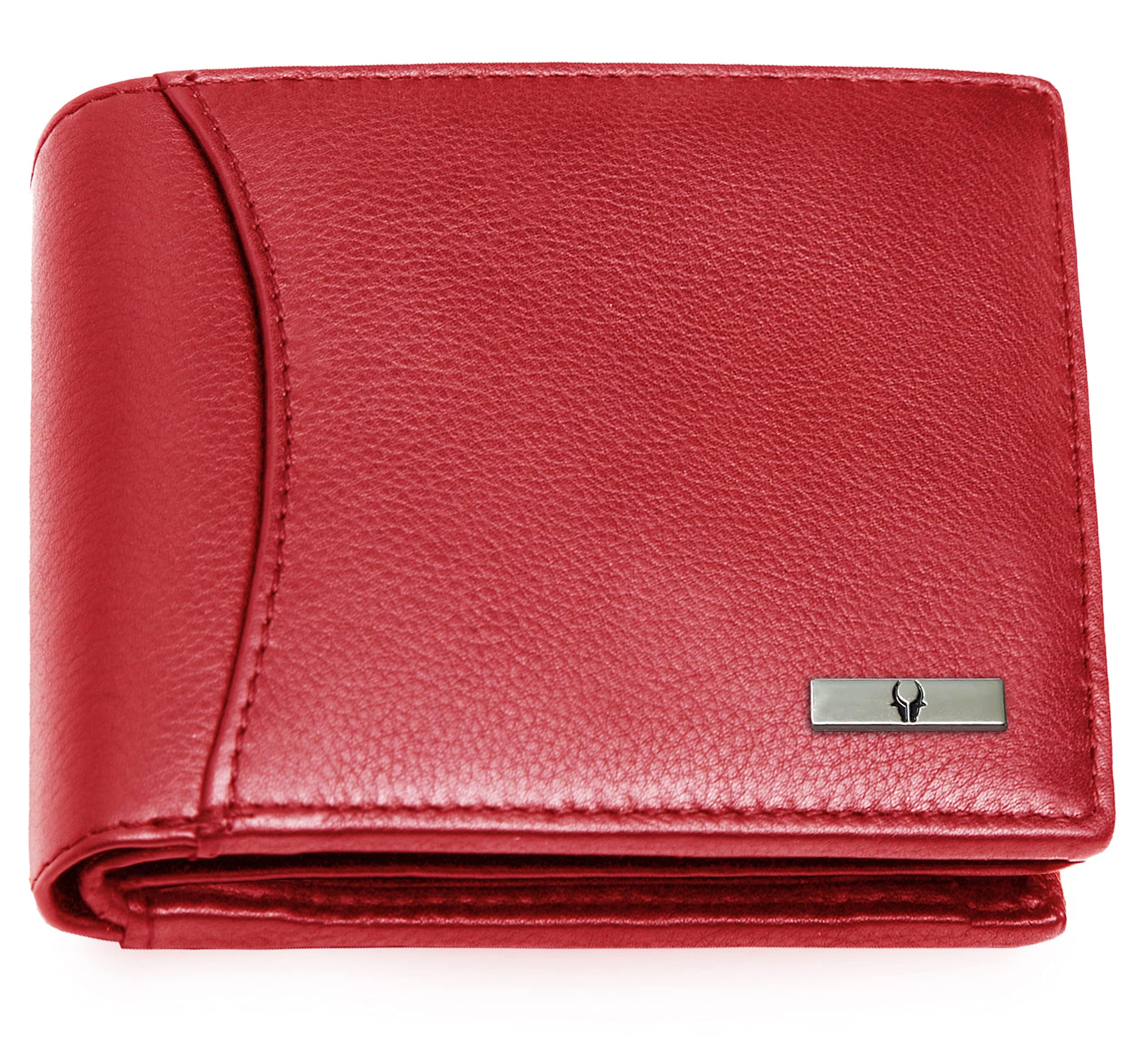 WildHorn RFID Protected Leather Wallet for Men, Red
