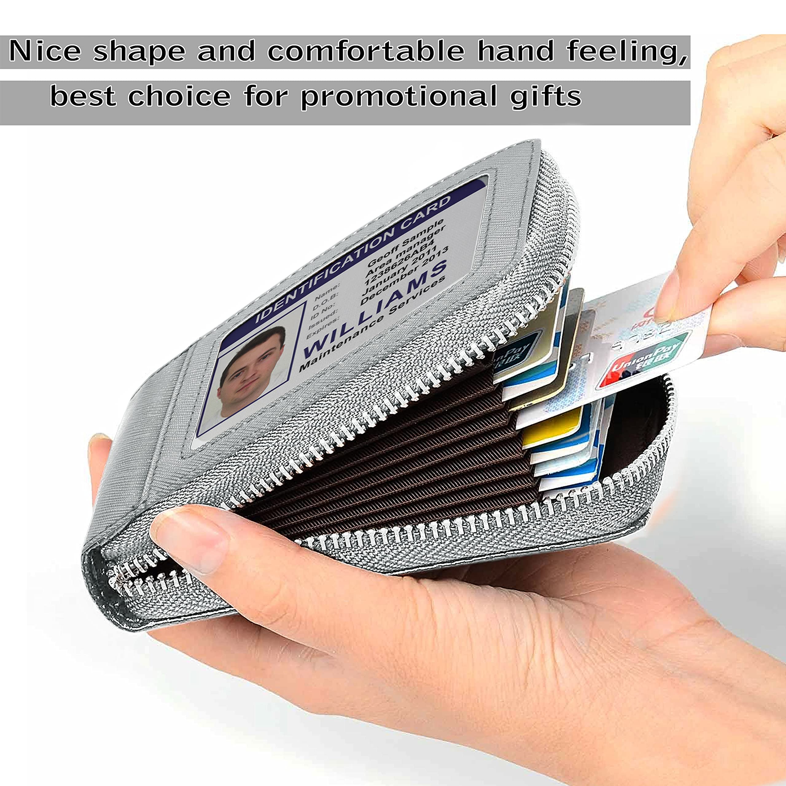 Storite PU Leather 9 Slot Vertical Credit Debit Card Holder Money Wallet Zipper Coin Purse for Men Women (Grey - 11.5 x 2 x 8 Cm)