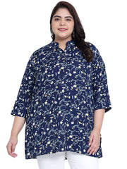 Indietoga Women's Plus Size Floral Printed Casual Long Tunic Tops (2XL to 7XL)