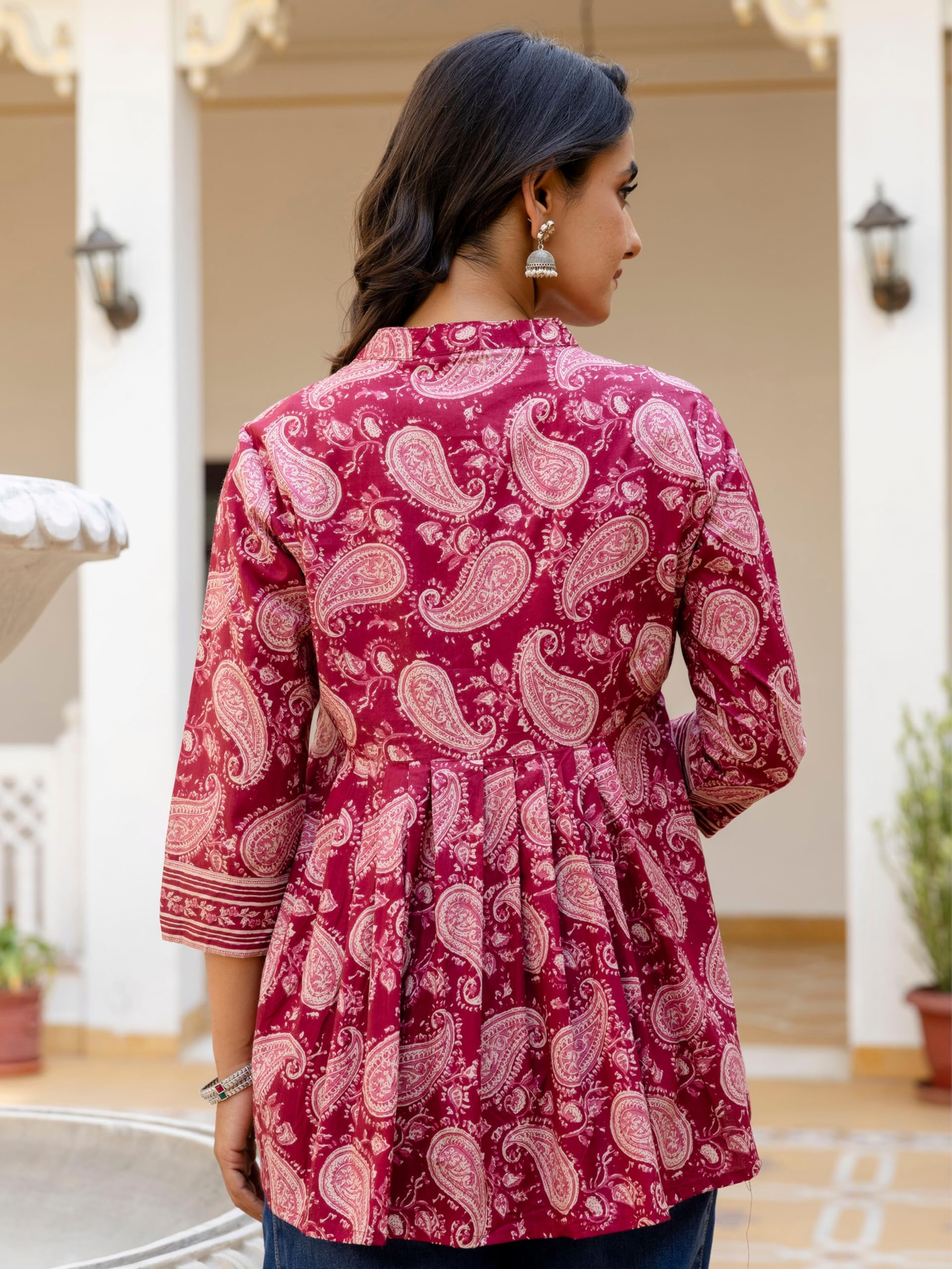 Arayna Women's Pure Cotton Paisley Printed Tunic Top – Comfortable Everyday Wear