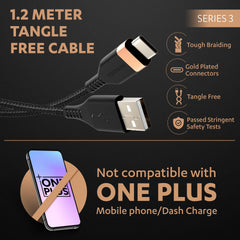 Duracell Usb Type C, 3A Braided Sync & Fast Charging Cable, 3.9 Feet (1.2M), Qc 2.0/3.0 Ultra Fast Charging, Seamless Data Transmission, Series 3, Black - Wireless Accessory from Duracell - Shop in Sri Lanka at Arcade.lk