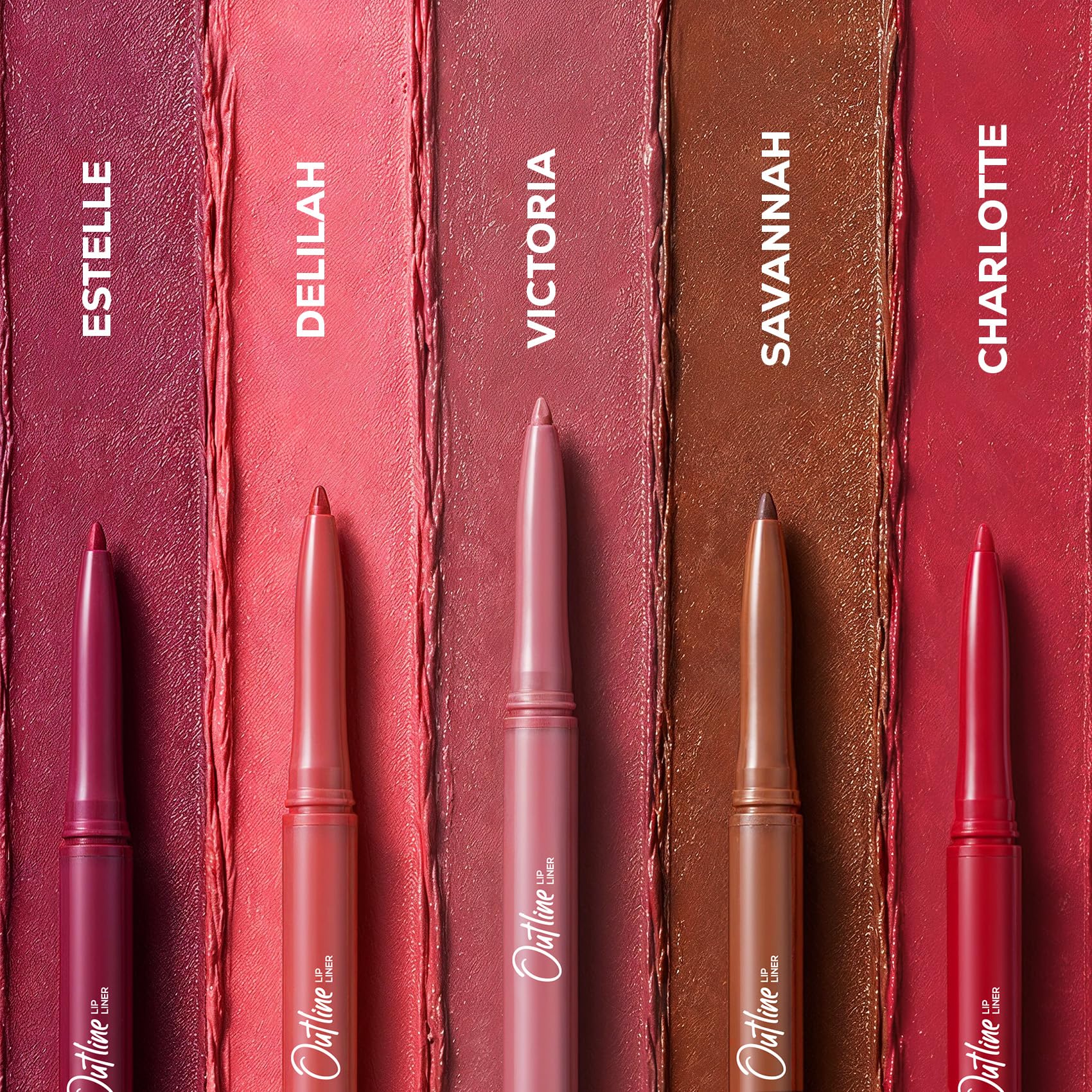 RENEE Outline Lip Liner - Combo of 5 with Built-in Sharpener l Long Lasting l Smudge Proof l Smooth Matte Finish l Rich Color Payoff l One Swipe Application l Ultimate Precision l Easy to Glide