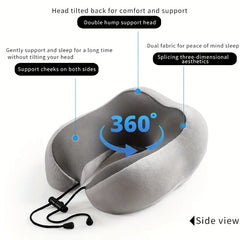 U-Shaped Travel Pillow, Neck Pillow with Adjustable Strap, Reversible Design, Medium Firm Support, Ergonomic Contour Cushion for Airplane, Car, and Office Naps, Gulf Blue