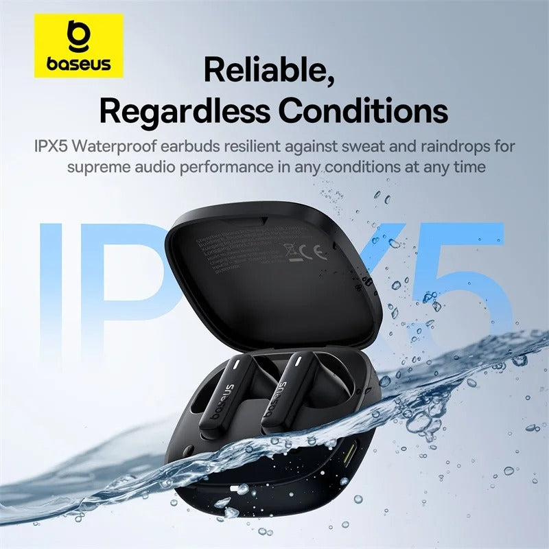 Baseus Bowie E19 True Wireless Earbuds with Bluetooth 5.3, 12mm Drivers, Dual-Mic ENC, IPX5 & 33H Battery Life