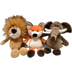 Forest Animal Plush Toys | Lion, Tiger, Elephant, Monkey, Leopard, Giraffe & Raccoon | 25cm Soft Stuffed Dolls for Kids Gifts
