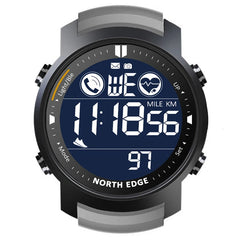 NORTH EDGE Men’s Digital Sports Watch | Military Style | 50M Waterproof | Pedometer, Heart Rate Monitor & Stopwatch | For Android & iOS