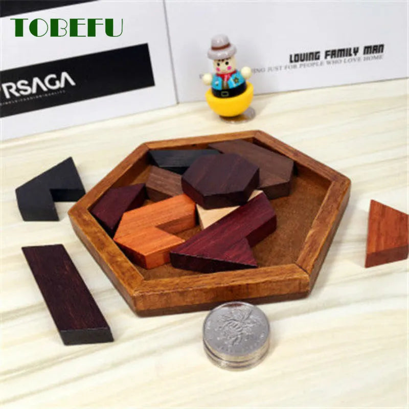 Tobefu Wooden Geometric Shape Jigsaw Board Puzzles, Kids' Brain Teaser, Non-Toxic Wood, Educational Toys for Children