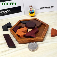 Tobefu Wooden Geometric Shape Jigsaw Board Puzzles, Kids' Brain Teaser, Non-Toxic Wood, Educational Toys for Children