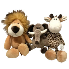 Forest Animal Plush Toys | Lion, Tiger, Elephant, Monkey, Leopard, Giraffe & Raccoon | 25cm Soft Stuffed Dolls for Kids Gifts