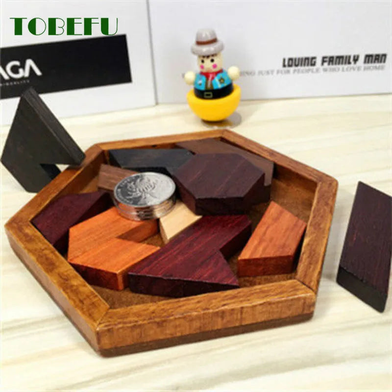 Tobefu Wooden Geometric Shape Jigsaw Board Puzzles, Kids' Brain Teaser, Non-Toxic Wood, Educational Toys for Children