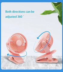 JH006 3 Speed Rechargeable Mini Clamp Fan | Portable USB Air Cooler & Desktop Fan
